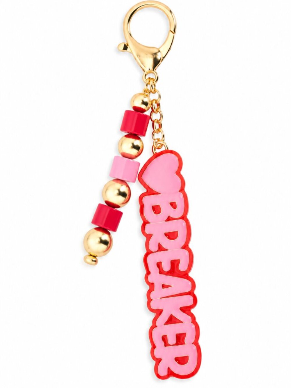 BaubleBar Pink & Red "Heart Breaker" Bag Charm/Keychain - NWT